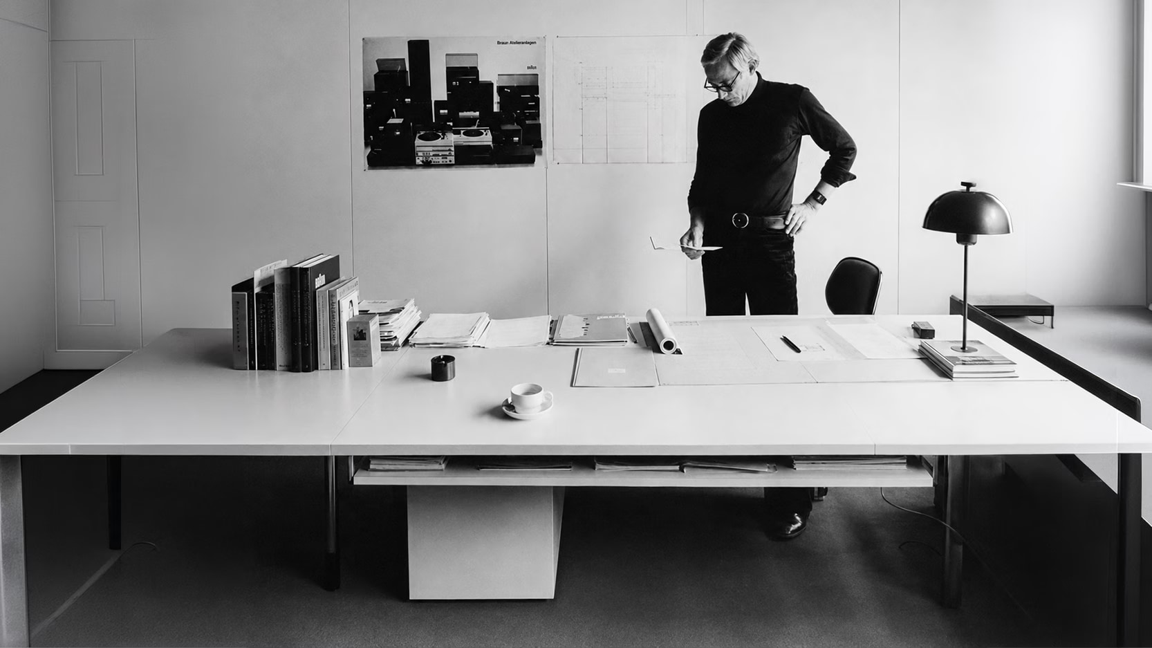 Dieter Rams working at Braun in the 1970s.