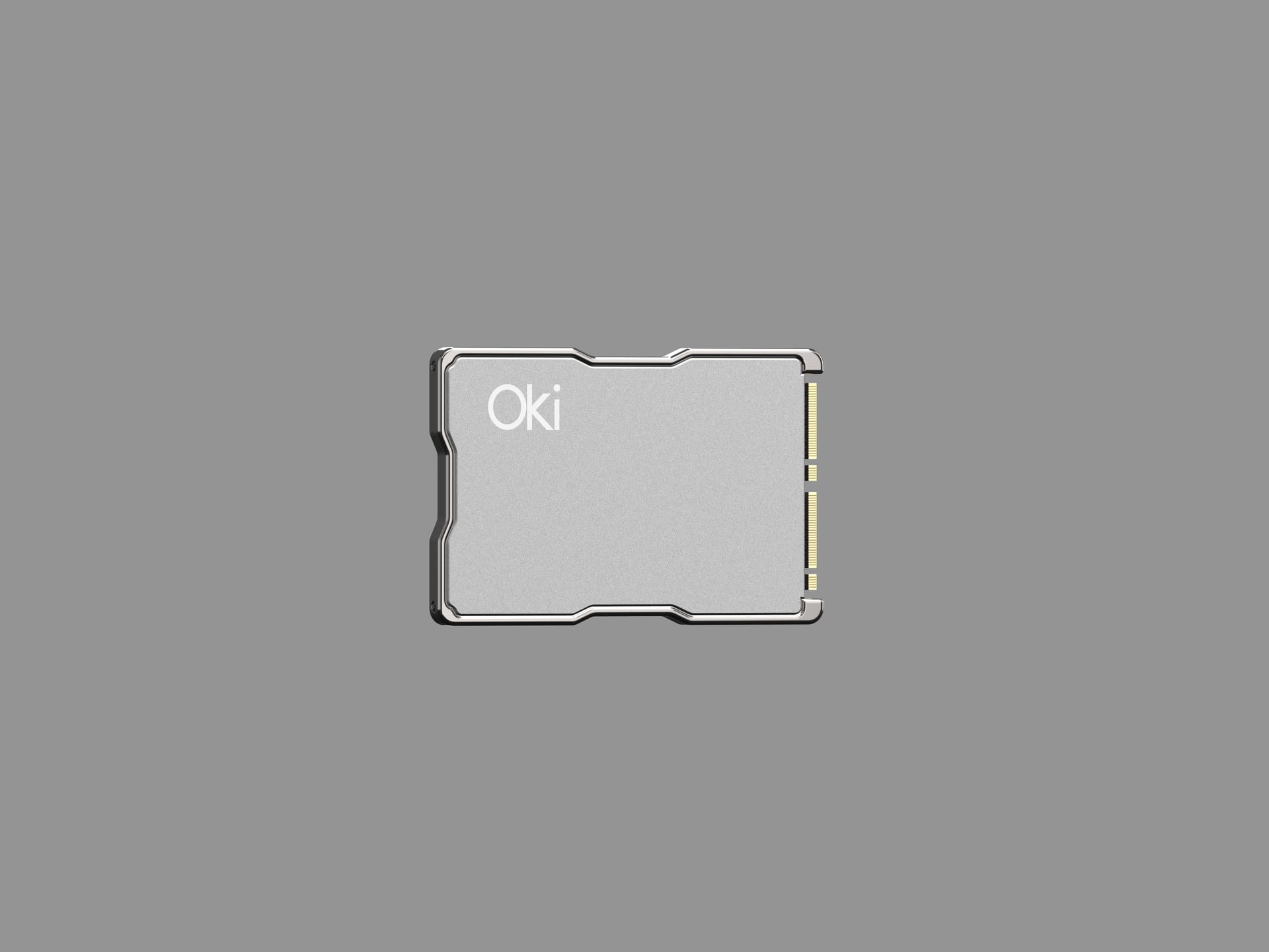 Side profile of Oki Memchip highlighting its titanium rim.